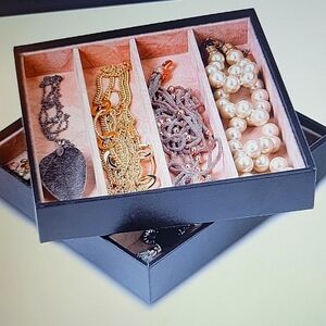 Glenor Co Jewelry Organizer storage trays set of 2 Stackable 8 slots  bl…